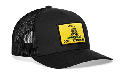 Dont Tread On Me Trucker Haka Hat Black Gadsden Flag Yellow Snapback