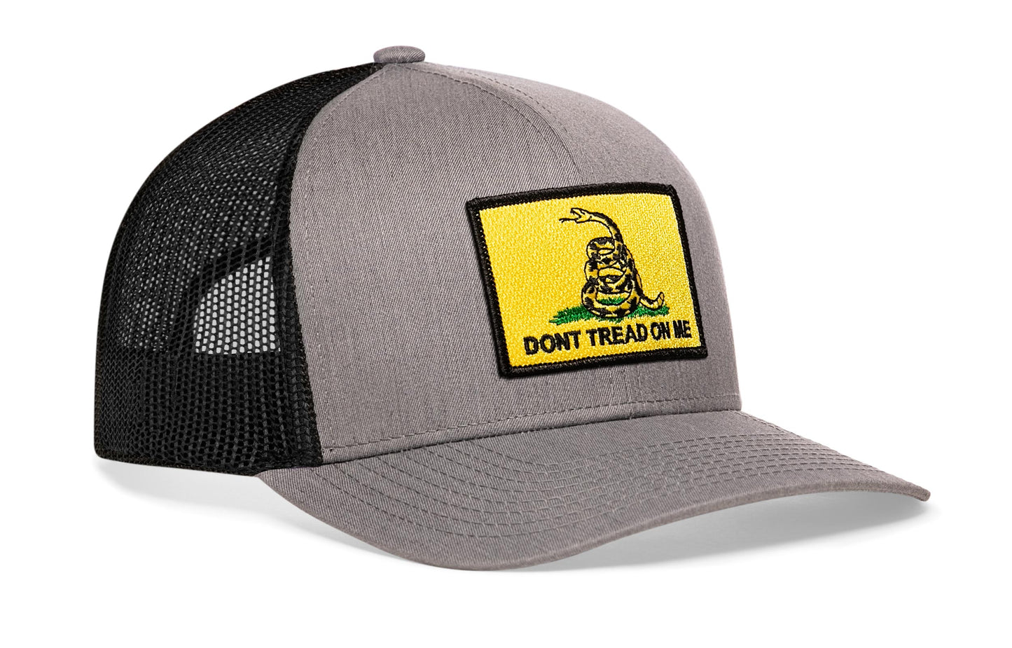 Dont Tread On Me Trucker Haka Hat Gray-Black Gadsden Flag Yellow Snapback