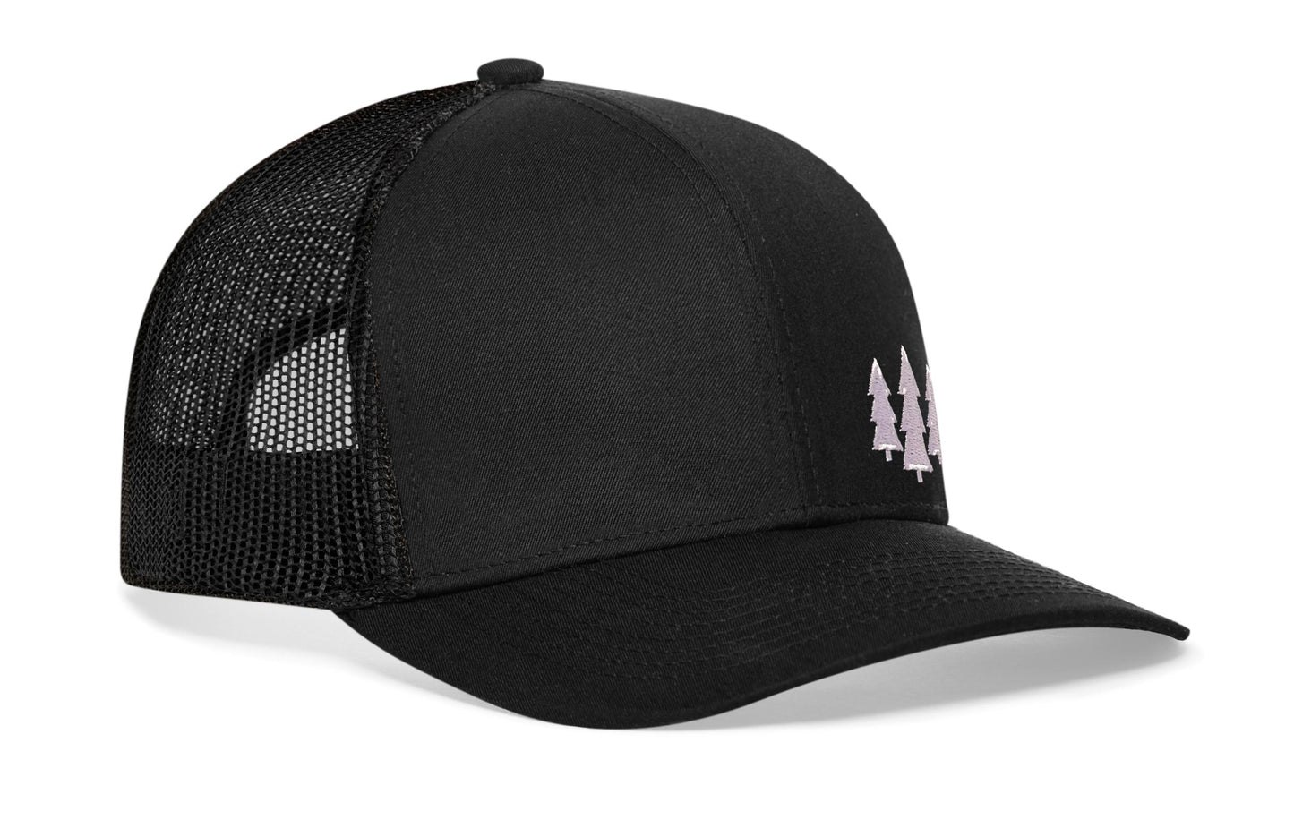 Three Pine Trees Trucker Haka Hat Black Outdoors Snapback