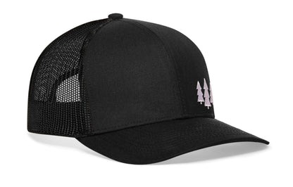 Three Pine Trees Trucker Haka Hat Black Outdoors Snapback