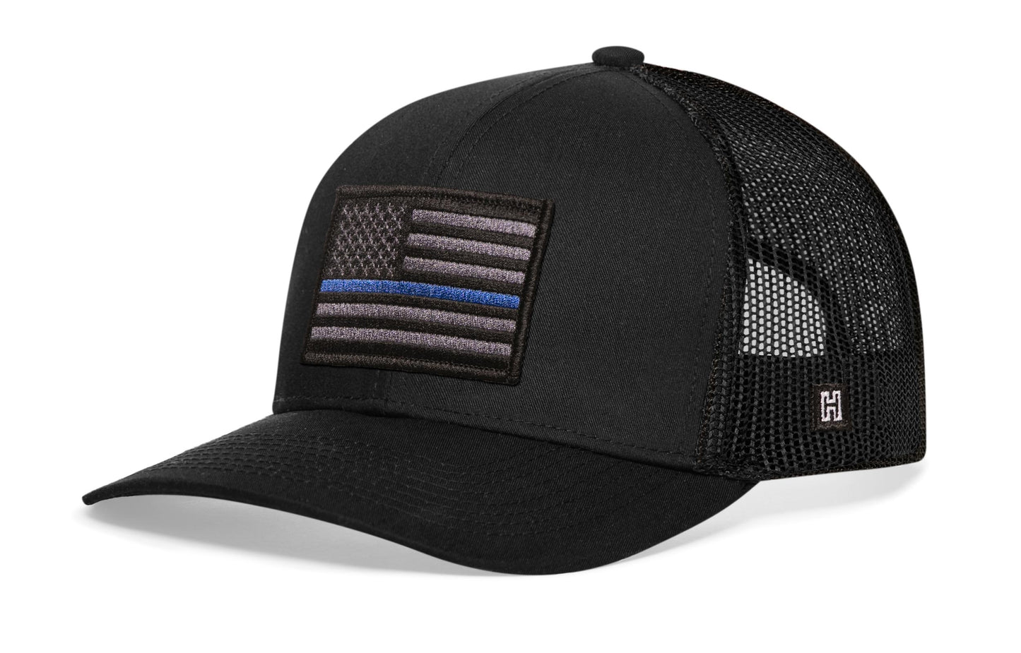Thin Blue Line Trucker Haka Hat Black Police Tactical Snapback