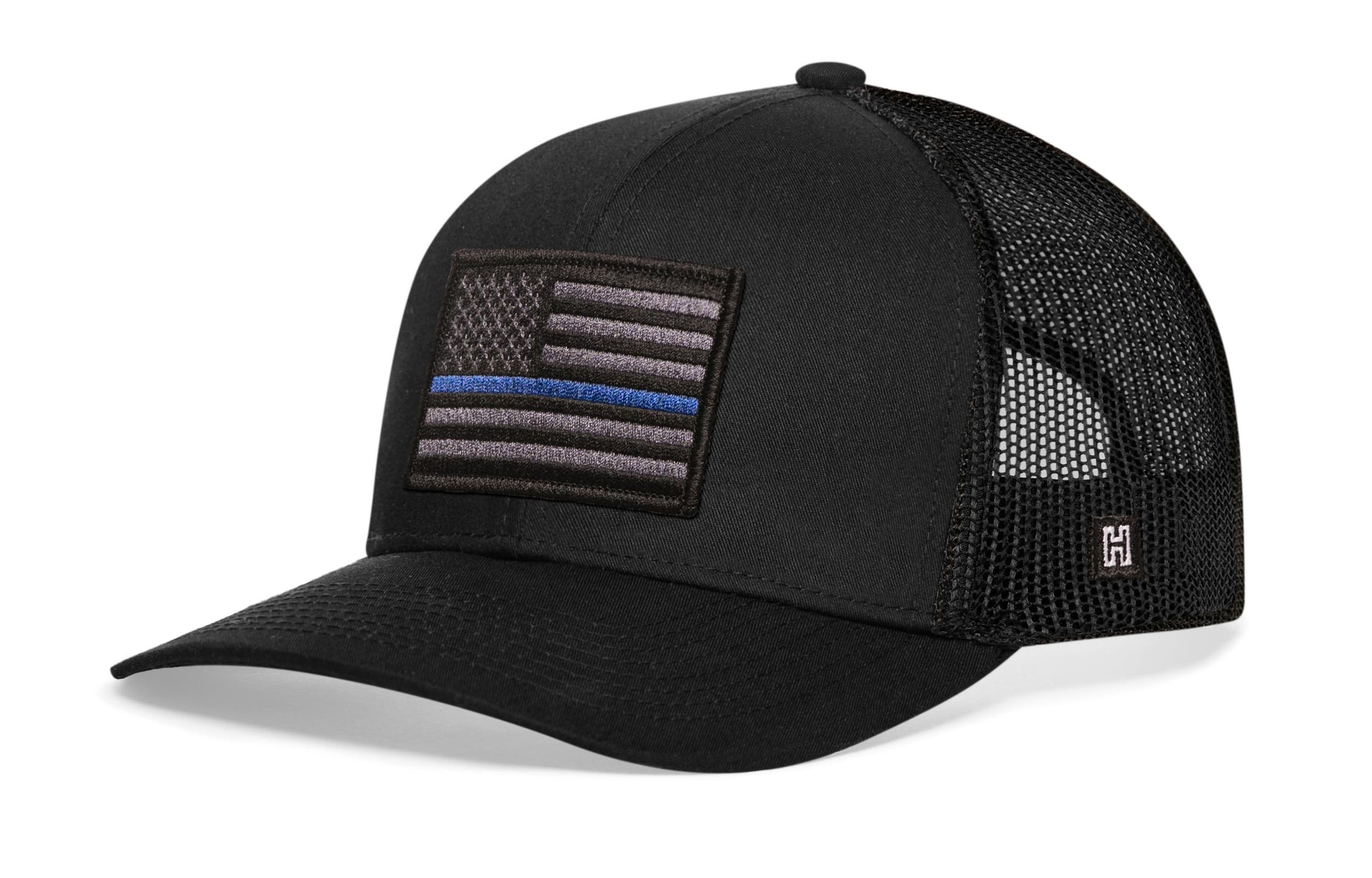 Thin Blue Line Trucker Haka Hat Black Police Tactical Snapback