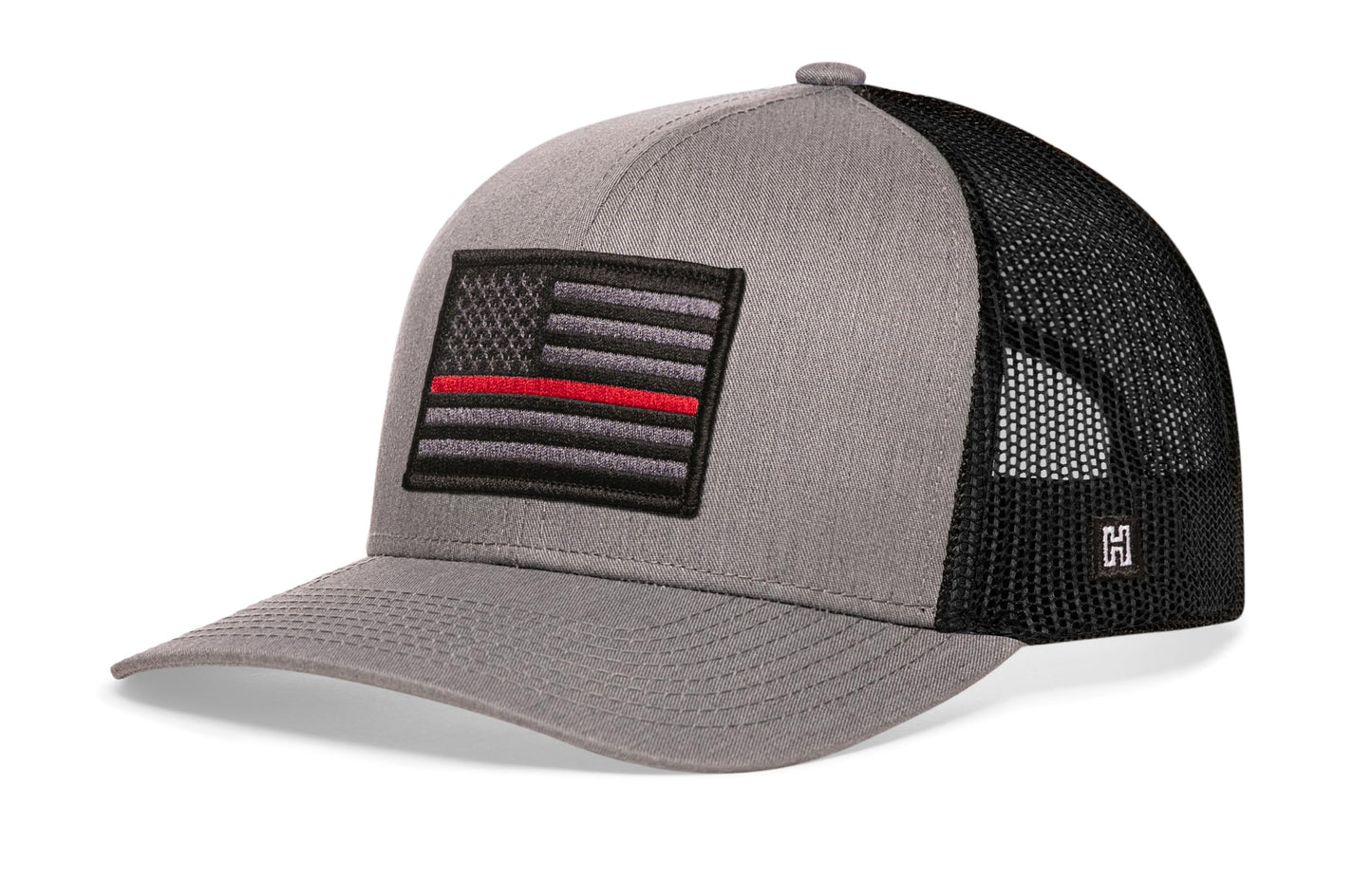 Thin Red Line Trucker Haka Hat Gray-Black Fire Tactical Snapback