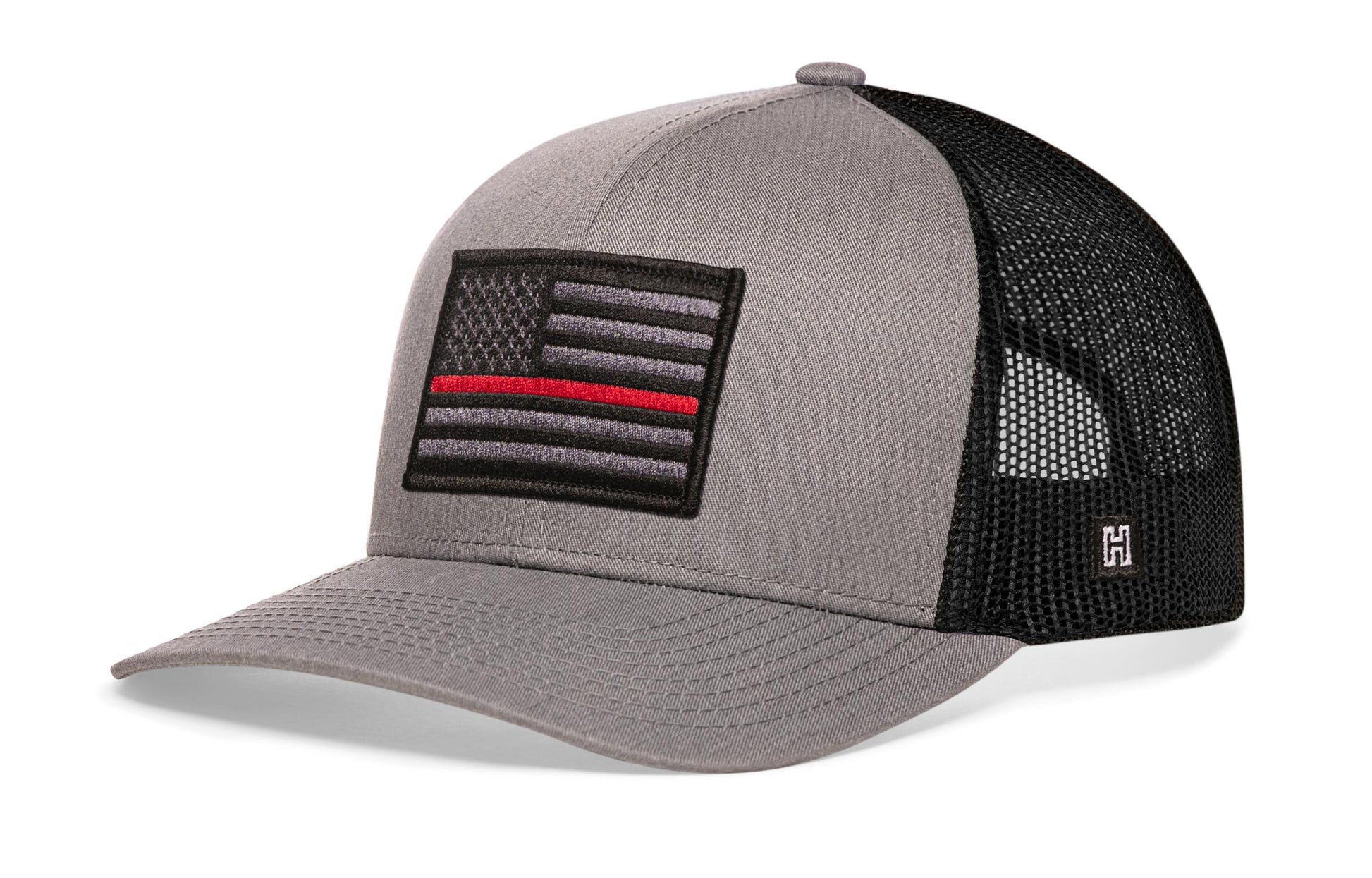 Thin Red Line Trucker Haka Hat Gray-Black Fire Tactical Snapback