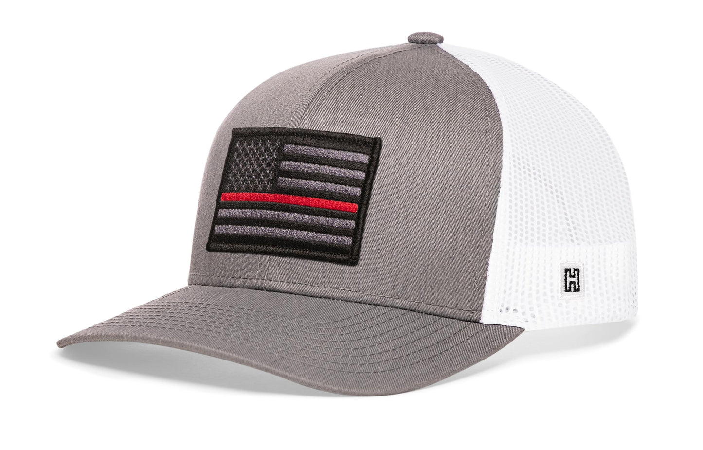 Thin Red Line Trucker Haka Hat Gray-White Fire Tactical Snapback