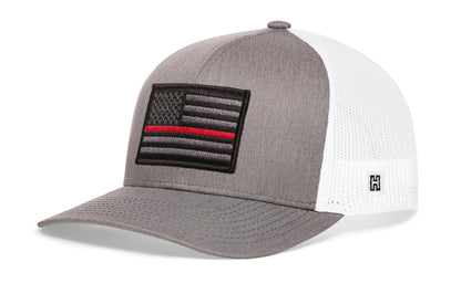 Thin Red Line Trucker Haka Hat Gray-White Fire Tactical Snapback