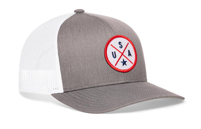 USA Trucker Haka Hat Gray-White America Snapback