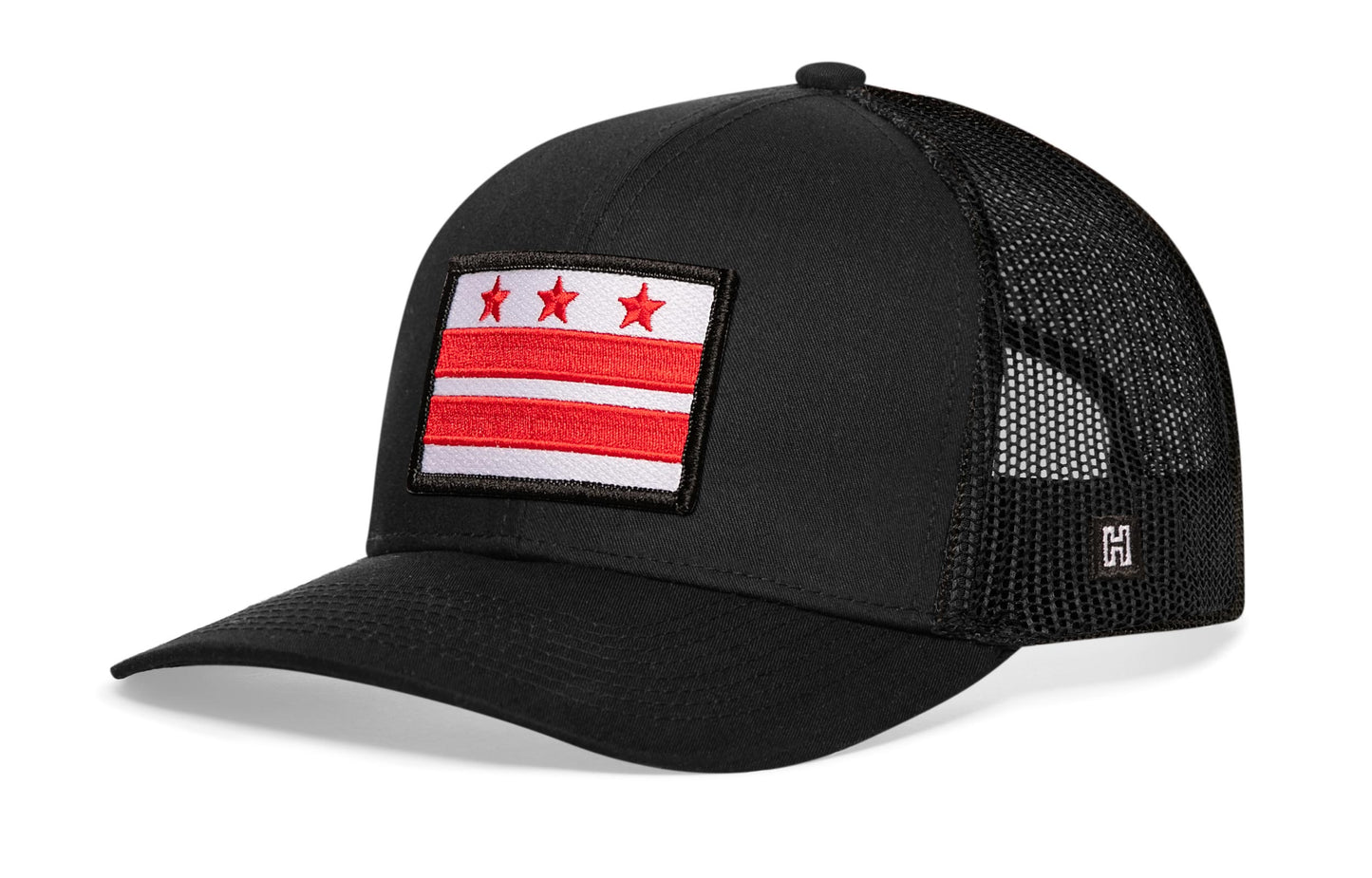 Washington DC Flag Trucker Haka Hat Black Snapback