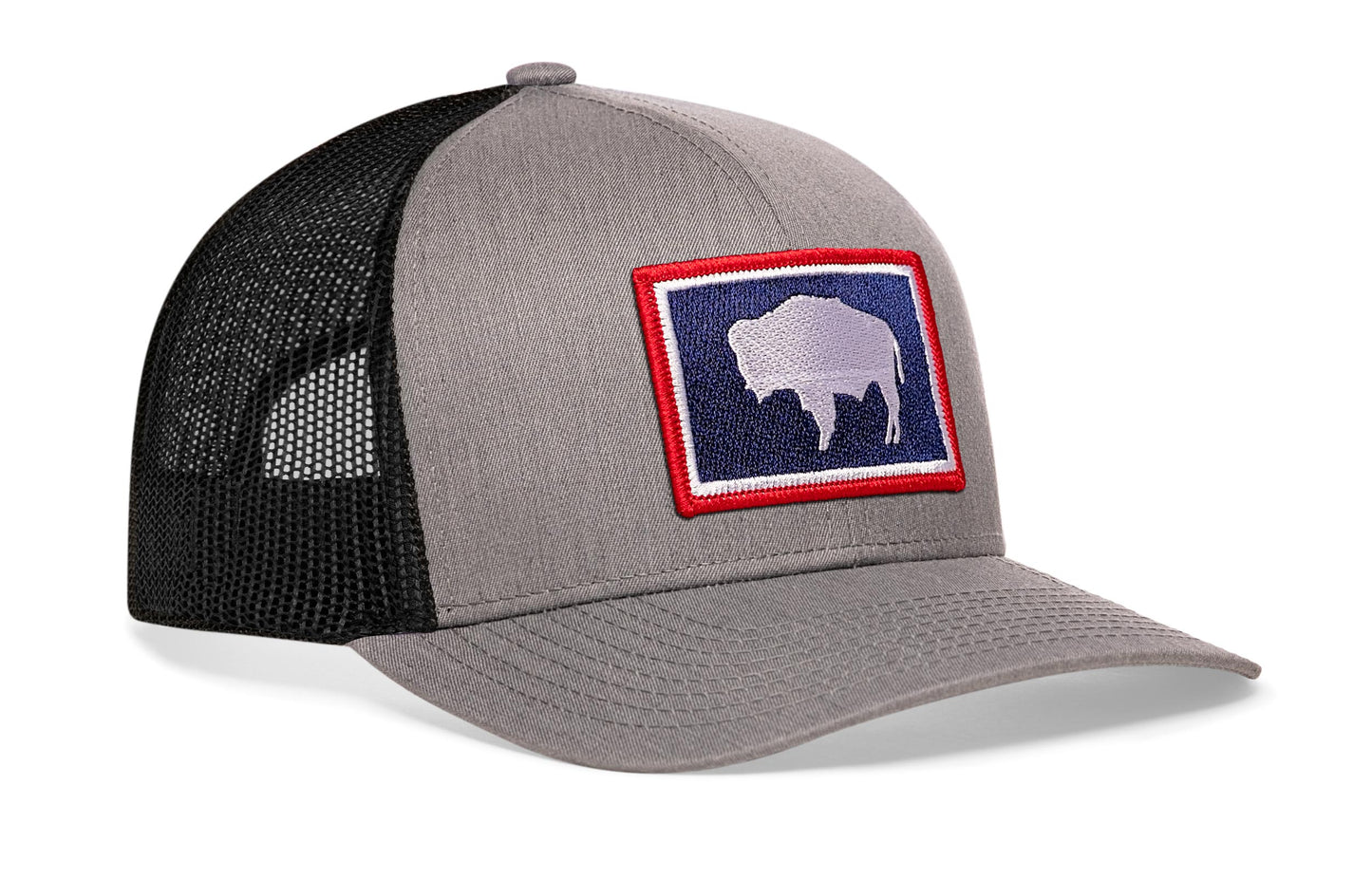 Wyoming Flag Trucker Haka Hat Gray-Black WY Snapback