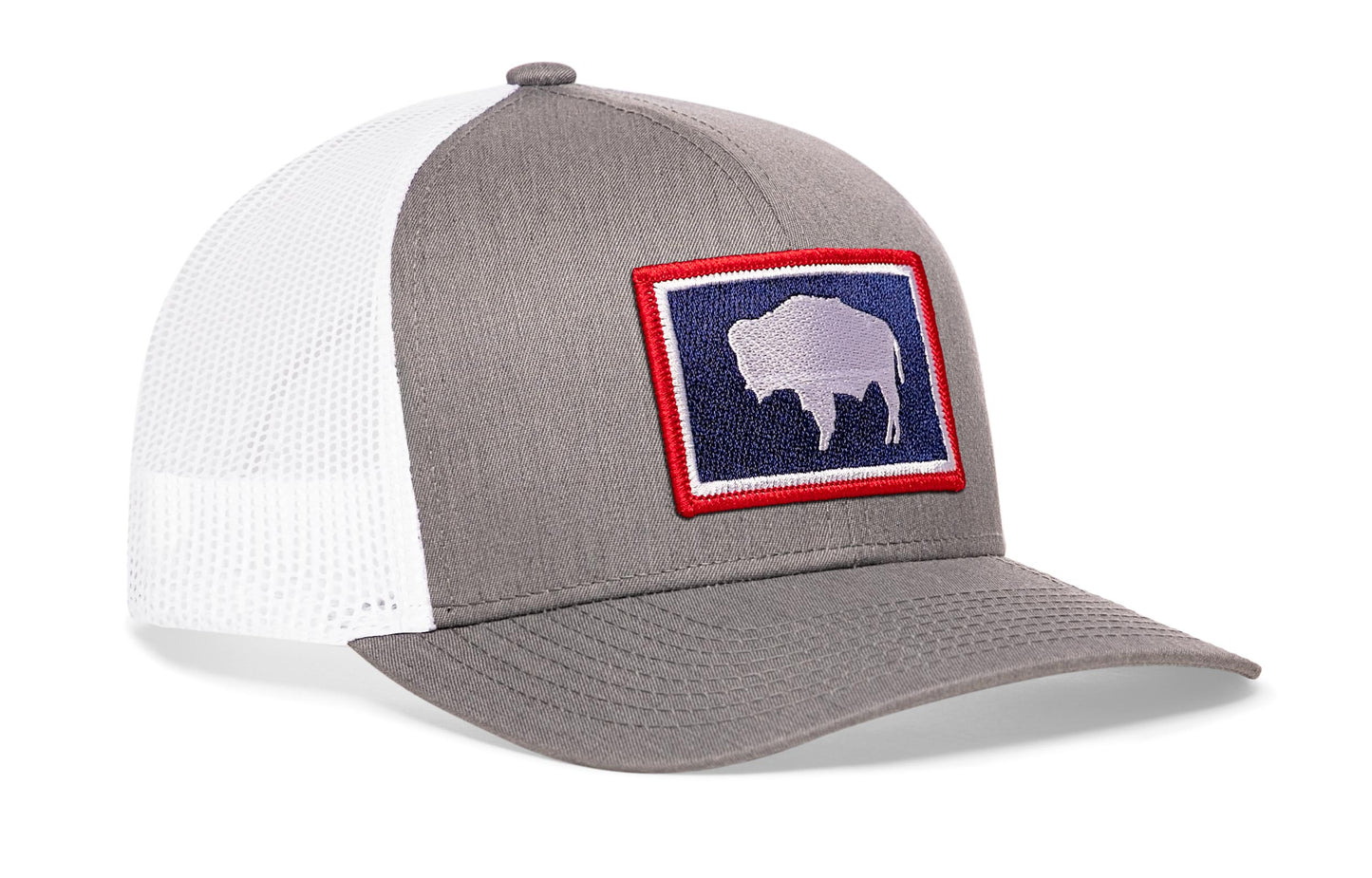 Wyoming Flag Trucker Haka Hat Gray-White WY Snapback