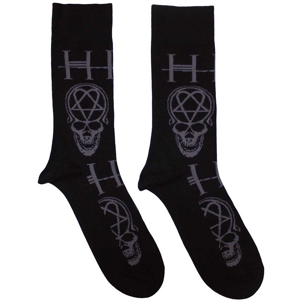 Him Heartagram Skull Socks Black