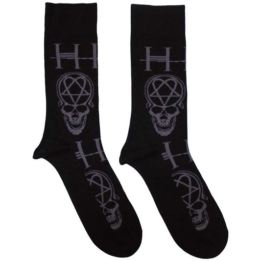 Him Heartagram Skull Socks Black