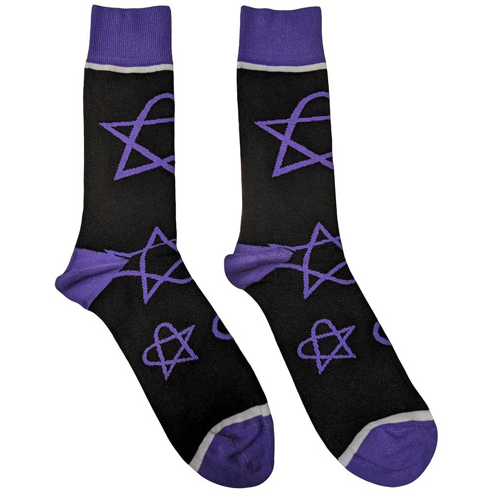 Him Purple Heartagrams Socks Black