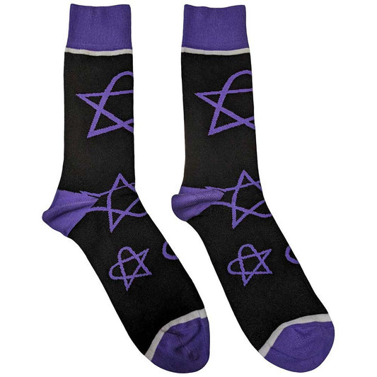 Him Purple Heartagrams Socks Black