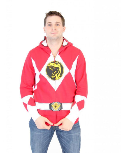 I Am Red Ranger Full Zip Costume Hoodie Sweatshirt