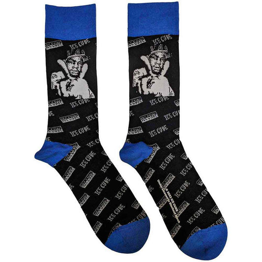 Ice Cube B&W Photo Socks Black