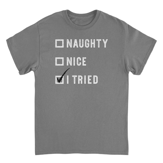 Christmas Mens T Shirt - Naughty Nice I Tried