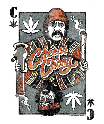Cheech & Chong Playing Card King Character Distressed Mens T Shirt Grey