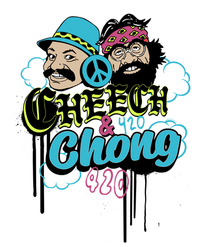 Cheech & Chong 420 Duo Peace Sign Mens T Shirt Grey