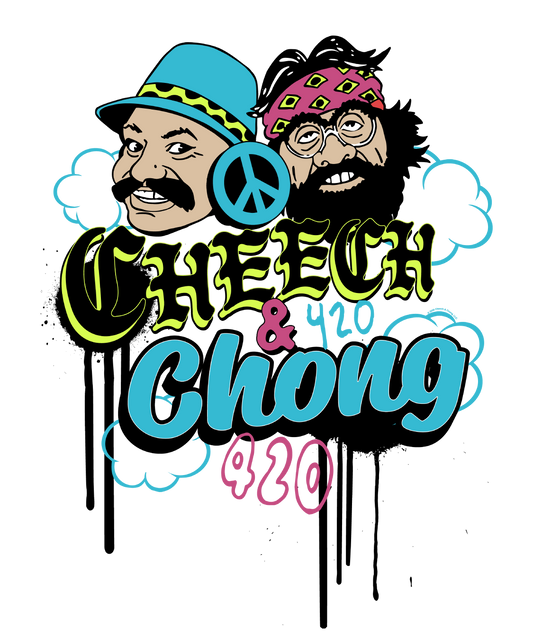Cheech & Chong 420 Duo Peace Sign Mens T Shirt Grey