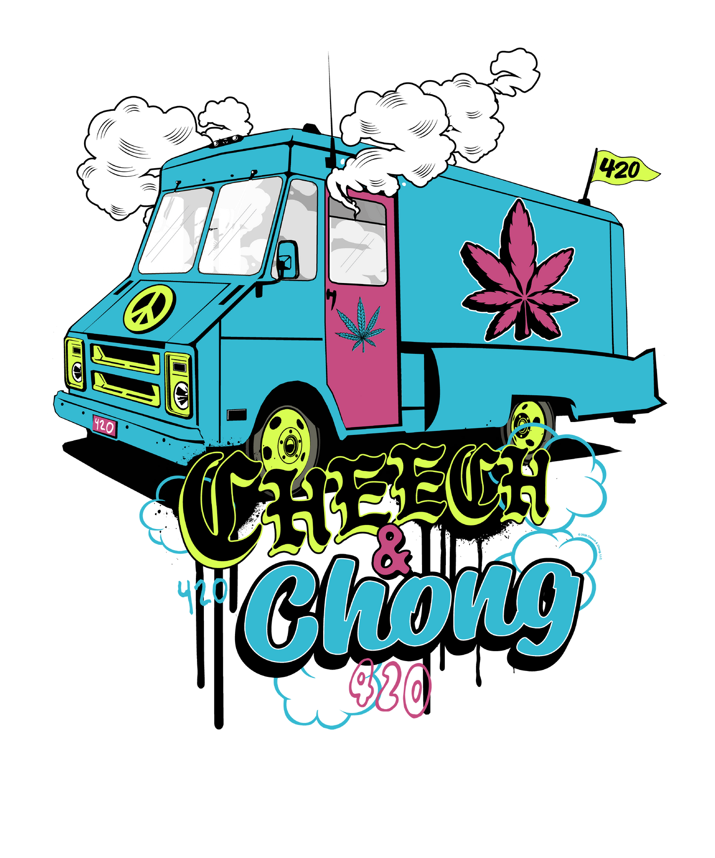 Cheech & Chong 420 Truck Leaf Mens T Shirt Grey
