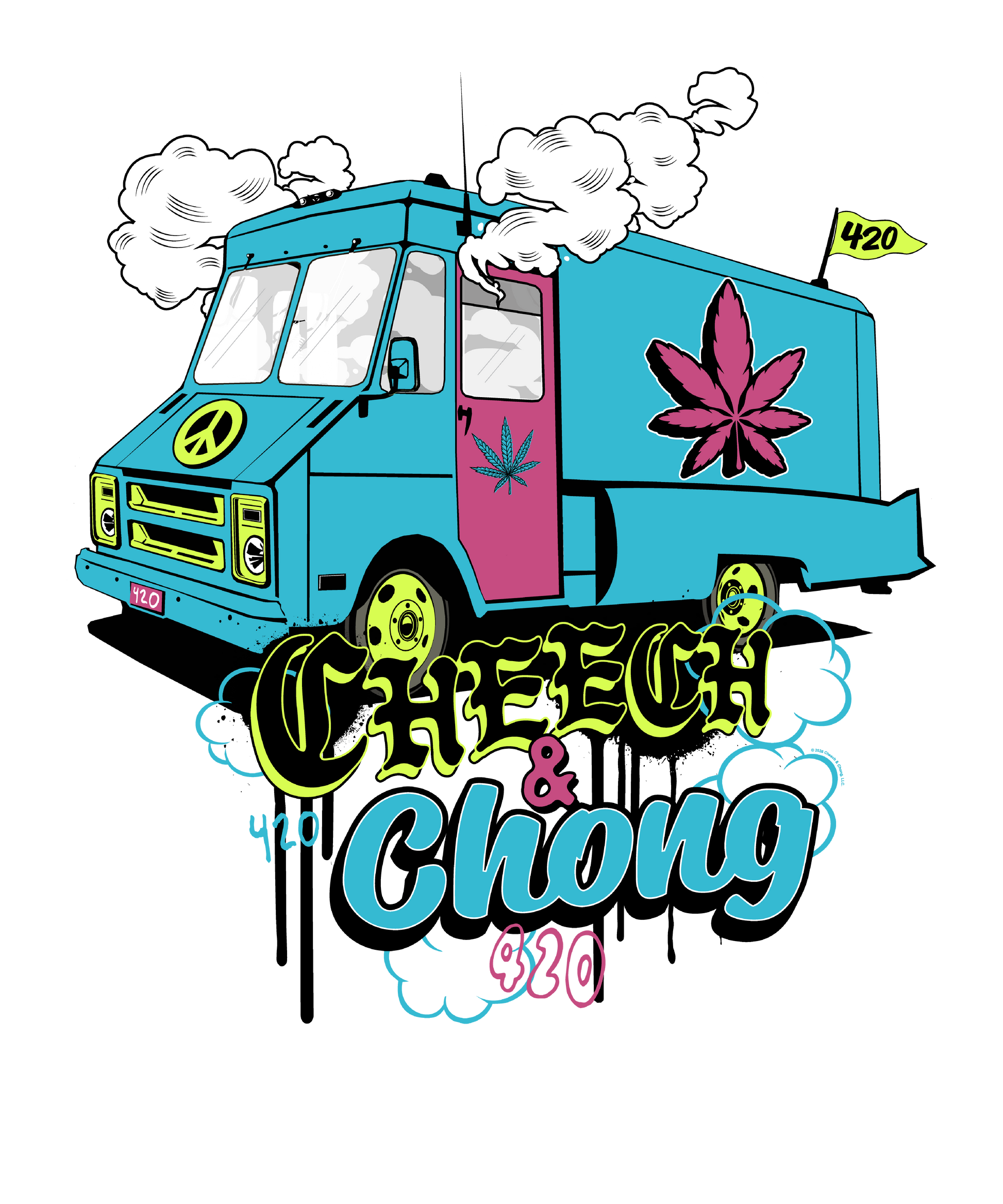 Cheech & Chong 420 Truck Leaf Mens T Shirt Grey