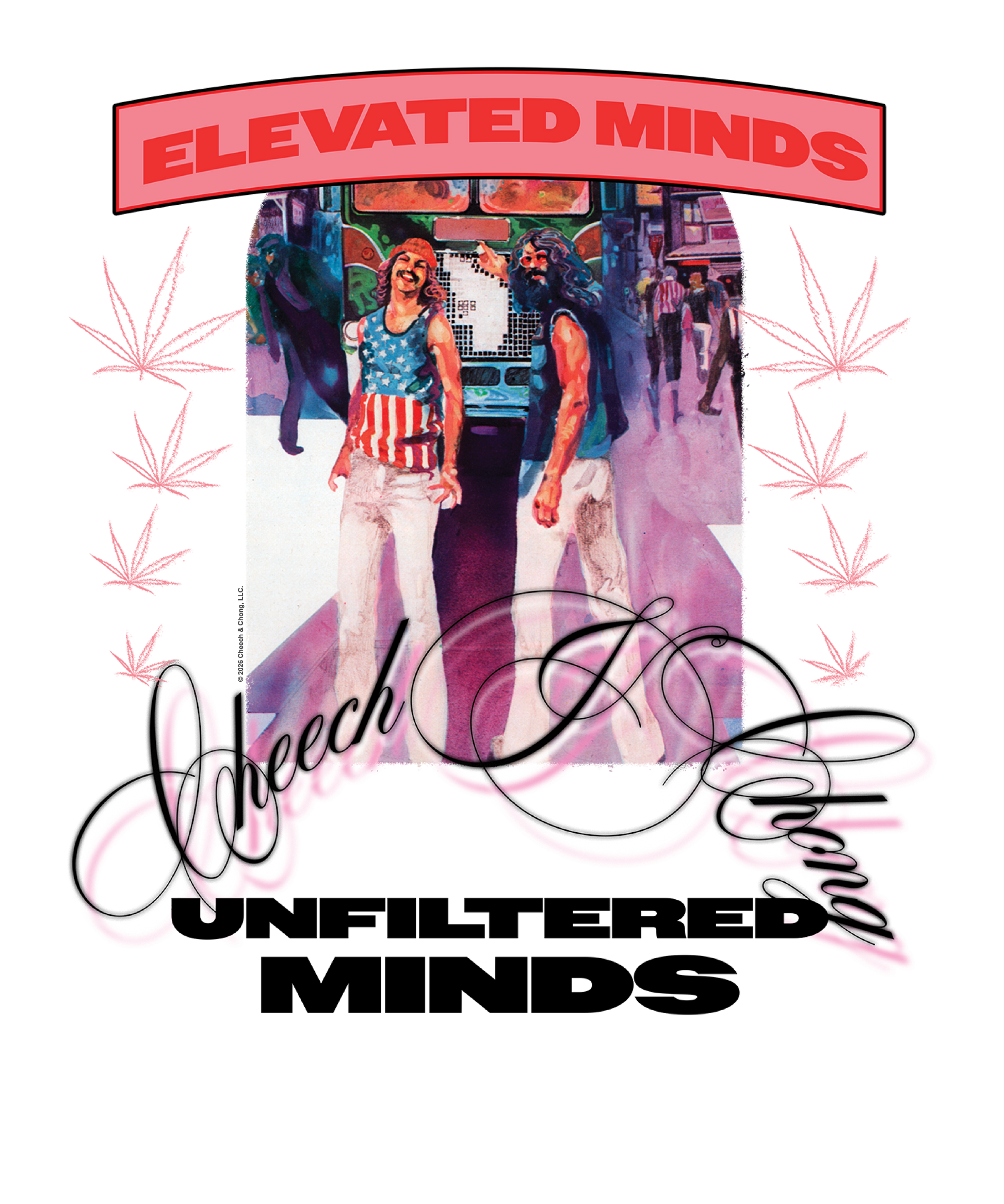 Cheech & Chong Elevated Minds Unfiltered Minds Mens T Shirt Light Blue