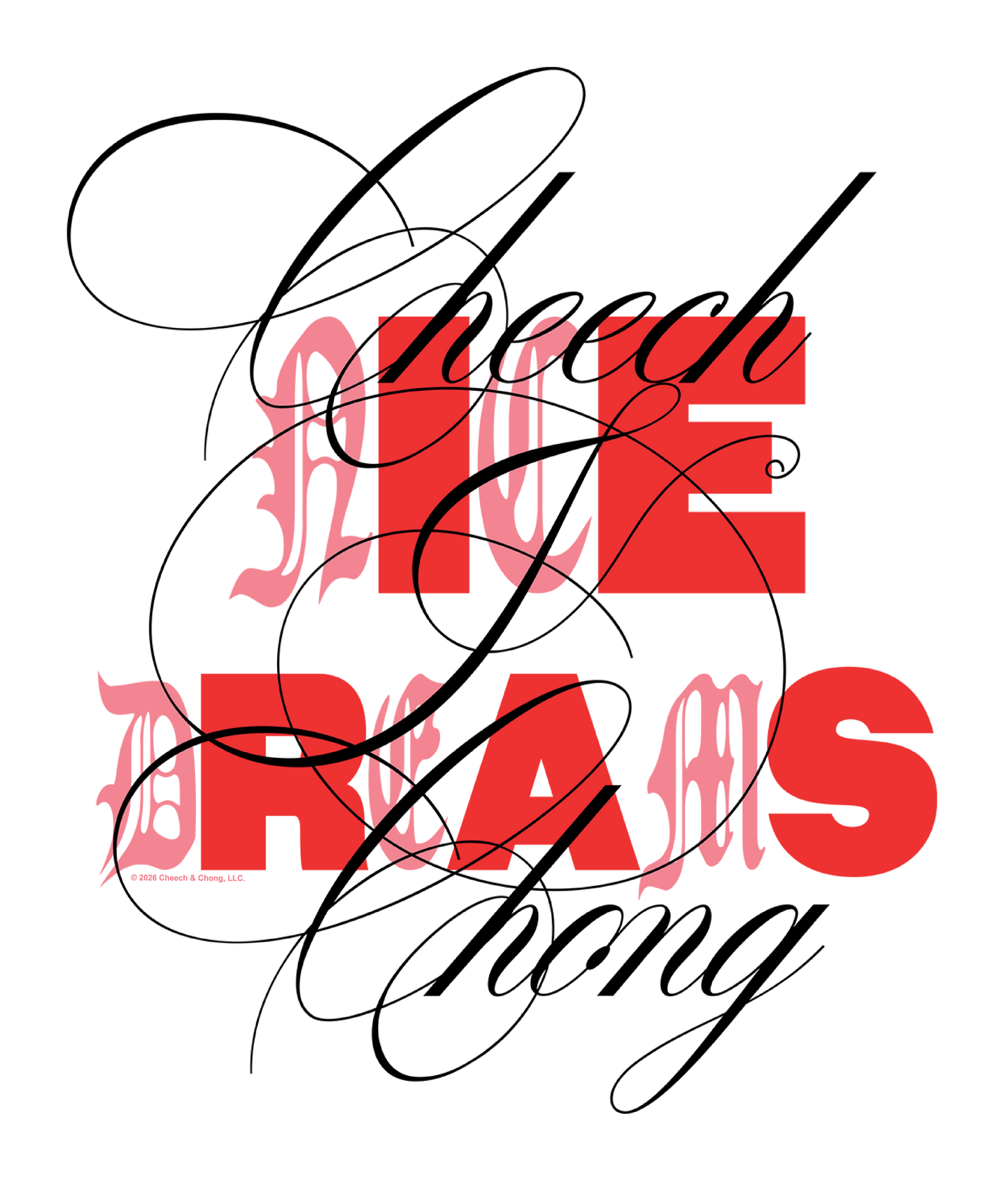 Cheech & Chong Nice Dreams Red Typography Mens T Shirt Light Blue