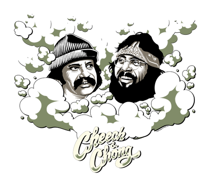 Cheech & Chong Faces Smoke Cloud Mens T Shirt Grey