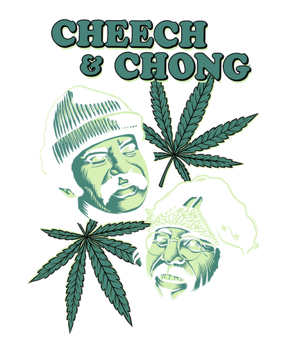 Cheech & Chong Duo Portrait Leaf Mens T Shirt Black