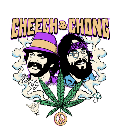 Cheech & Chong Duo Portrait Dice Peace Leaf Mens T Shirt Black