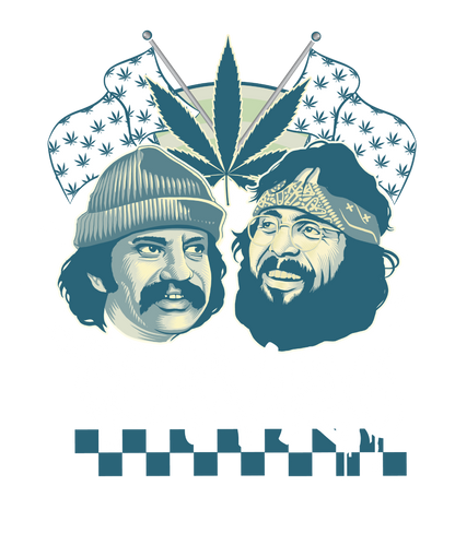 Cheech & Chong Team 420 Duo Leaf Flags Mens T Shirt Black