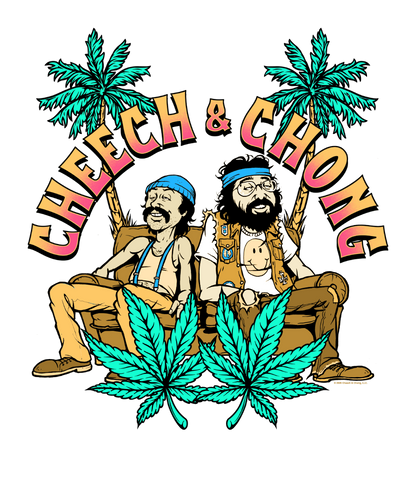 Cheech & Chong Cartoon Couch Palm Trees Mens T Shirt Grey