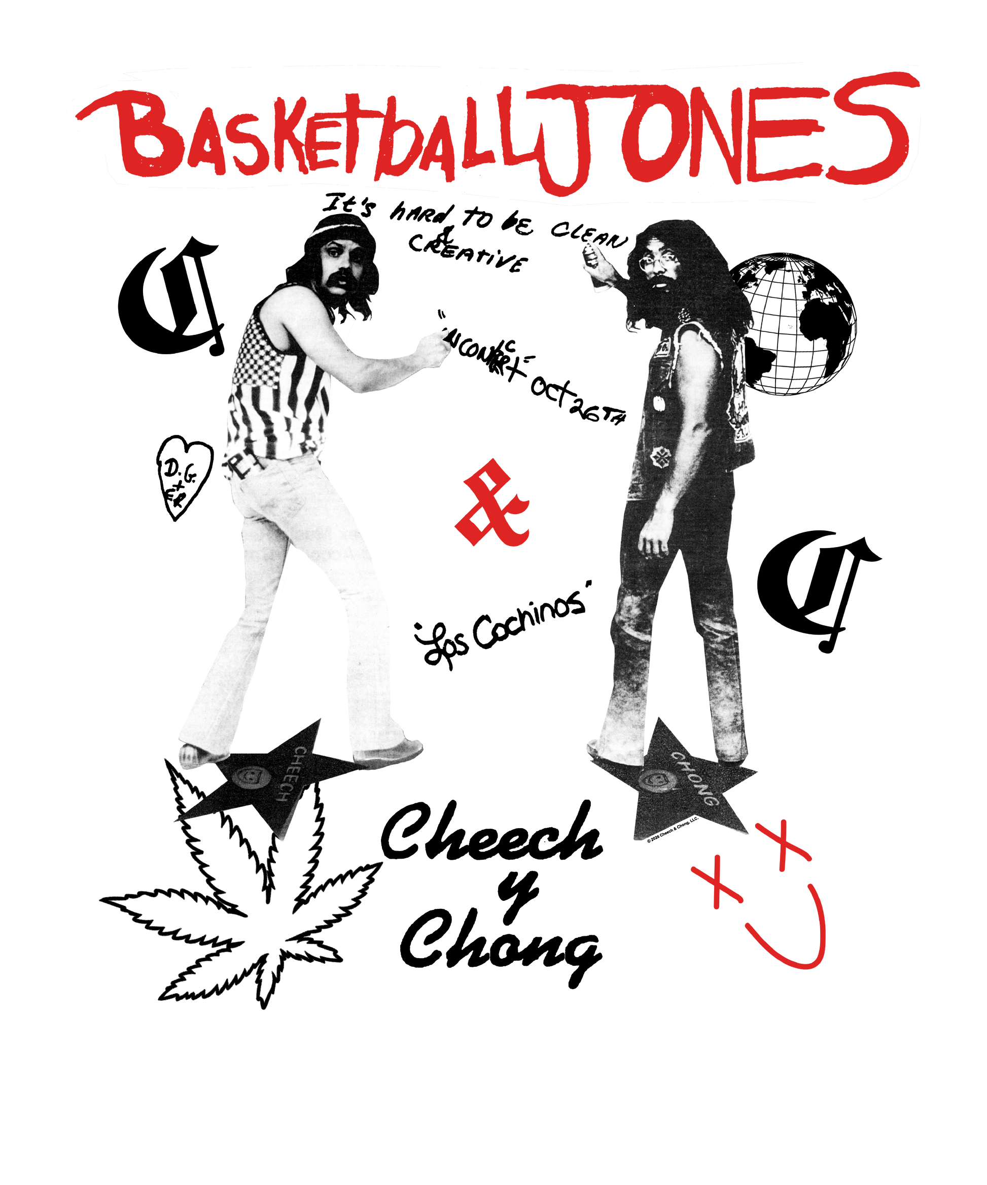 Cheech & Chong Basketball Jones Retro Mens T Shirt Grey