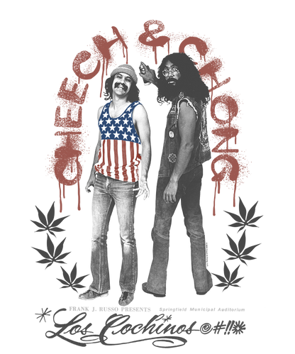 Cheech & Chong Los Cochinos Retro Concert Poster Mens T Shirt Grey