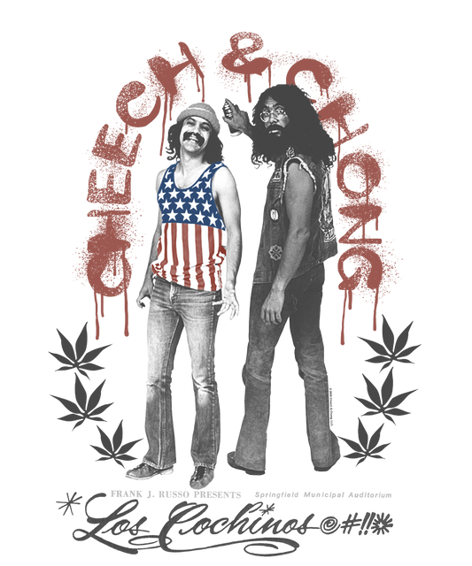 Cheech & Chong Los Cochinos Retro Concert Poster Mens T Shirt Grey
