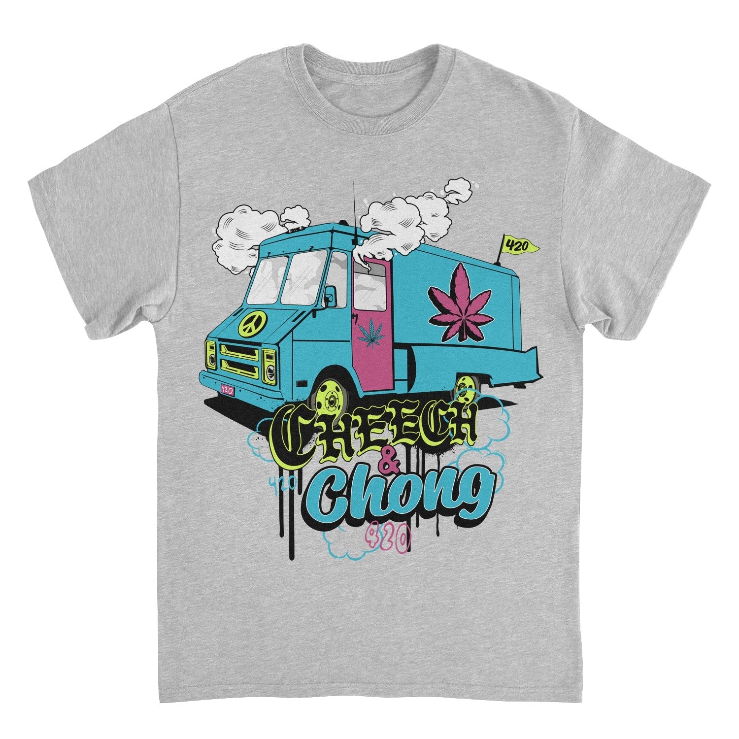 Cheech & Chong 420 Truck Leaf Mens T Shirt Grey