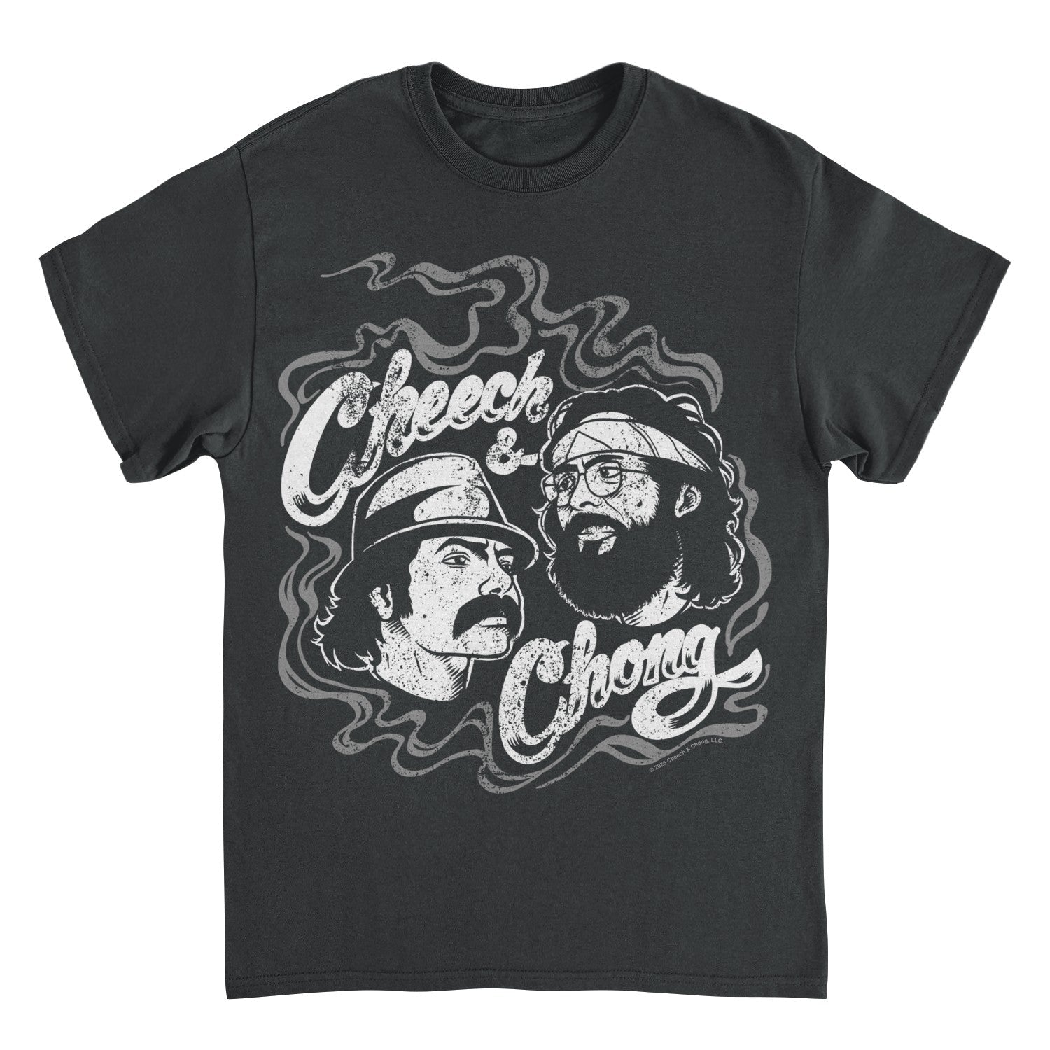 Cheech & Chong Classic Duo Smoke Logo Mens T Shirt Black