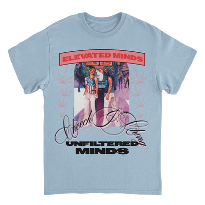 Cheech & Chong Elevated Minds Unfiltered Minds Mens T Shirt Light Blue
