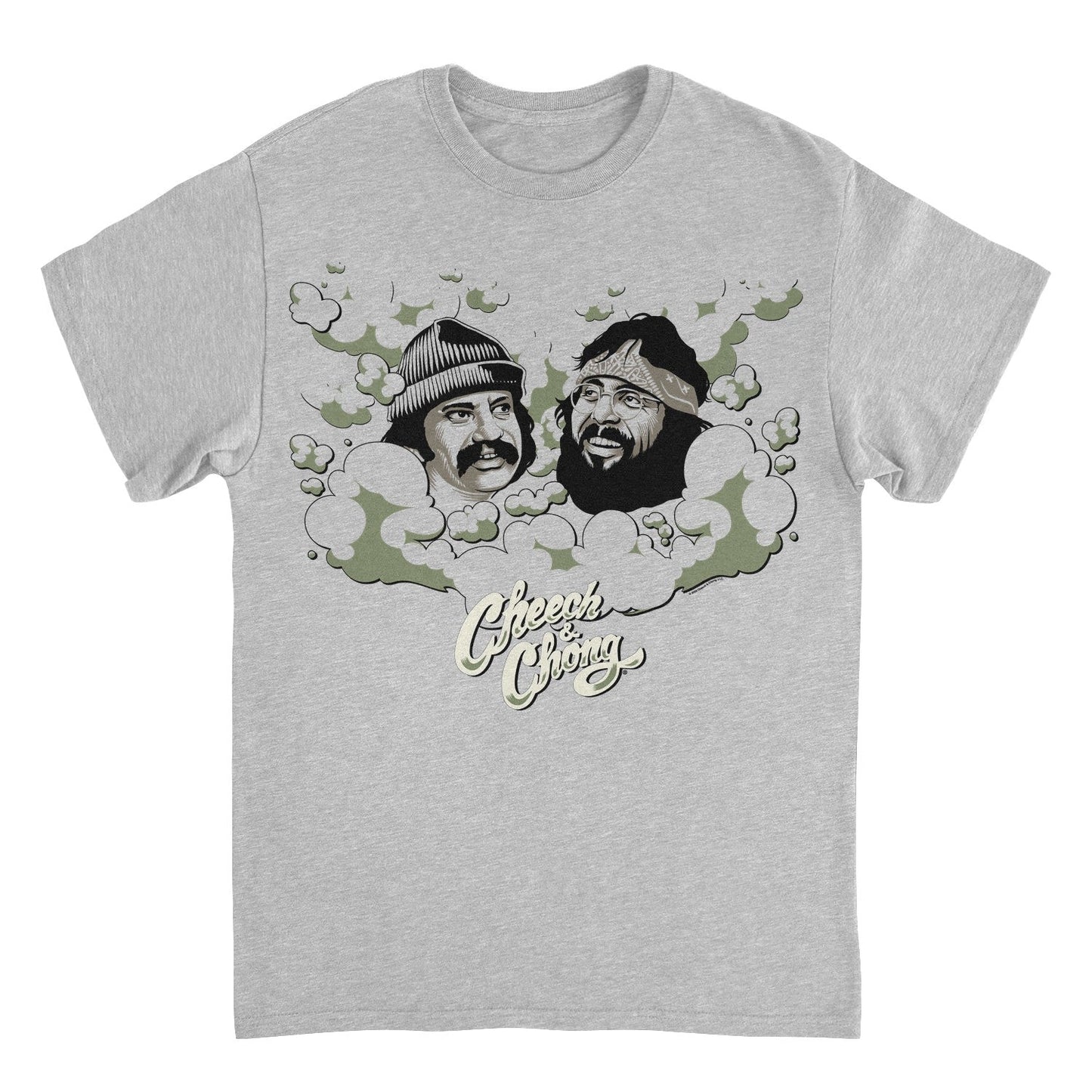 Cheech & Chong Faces Smoke Cloud Mens T Shirt Grey