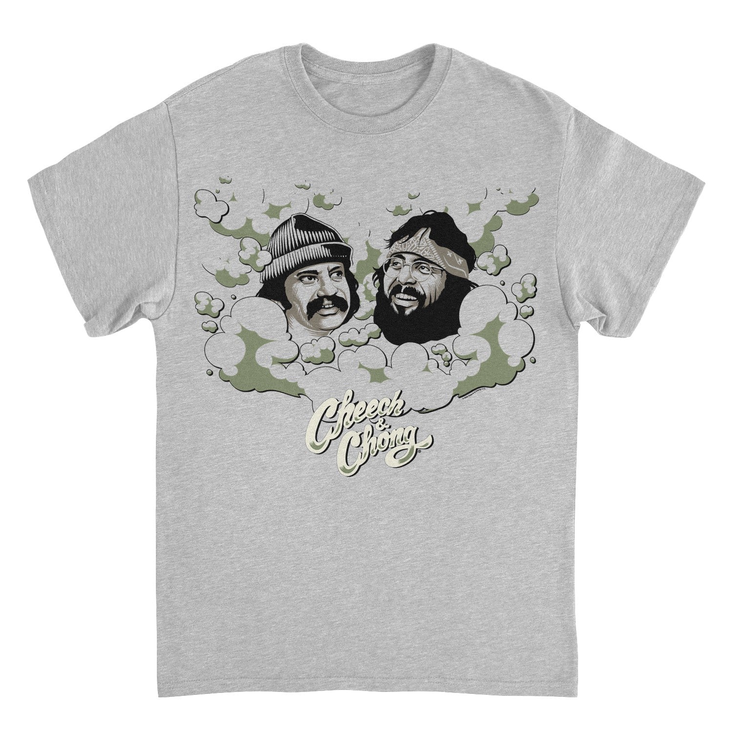 Cheech & Chong Faces Smoke Cloud Mens T Shirt Grey