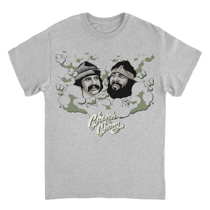 Cheech & Chong Faces Smoke Cloud Mens T Shirt Grey