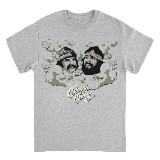 Cheech & Chong Faces Smoke Cloud Mens T Shirt Grey