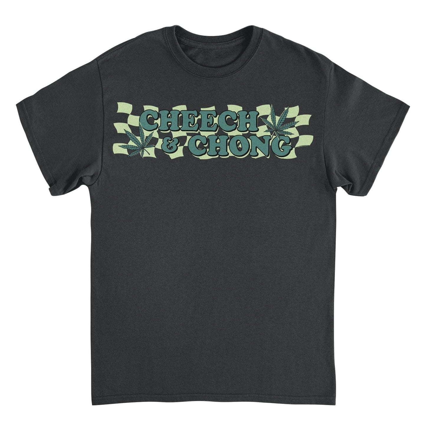 Cheech & Chong Checkered Leaf Mens T Shirt Black