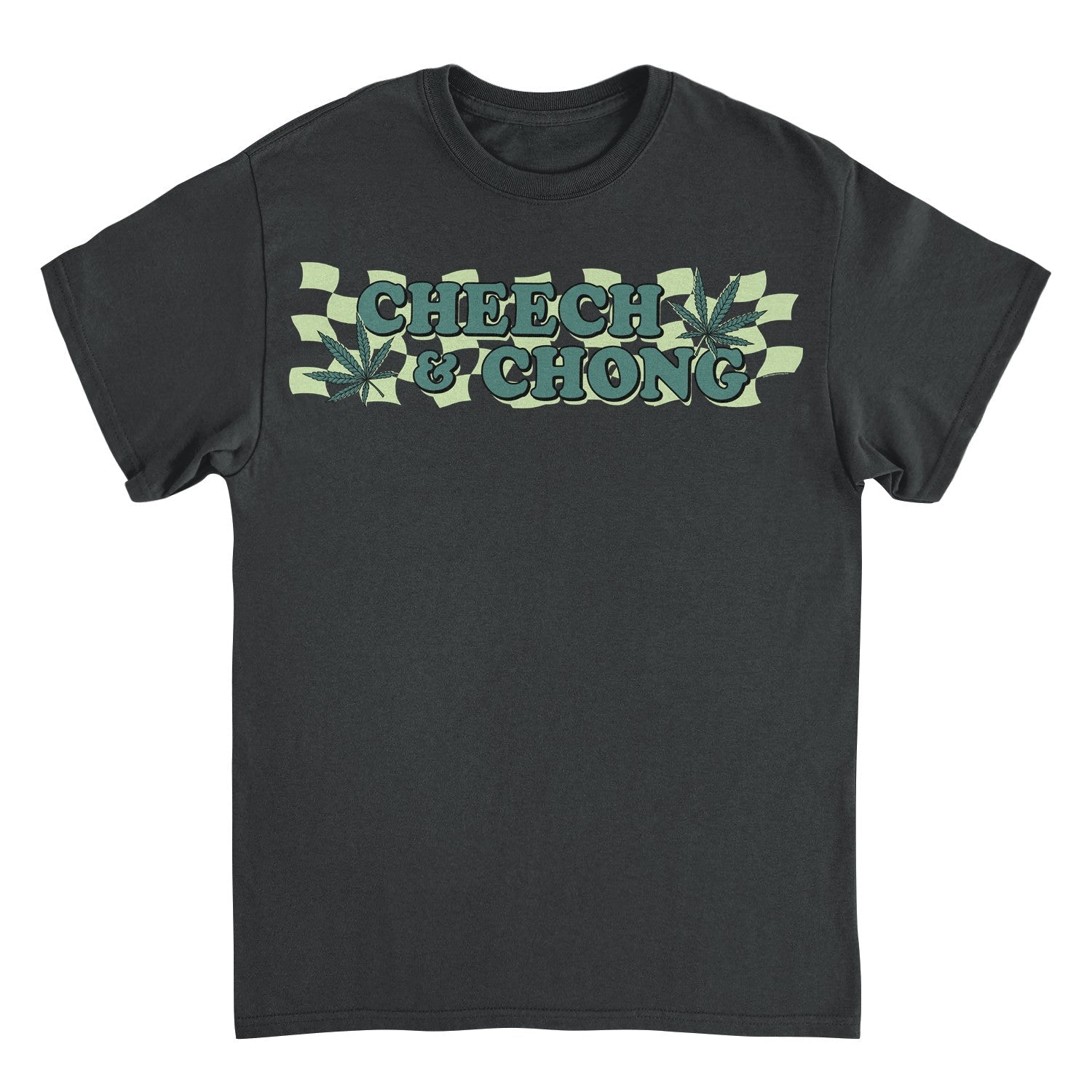 Cheech & Chong Checkered Leaf Mens T Shirt Black
