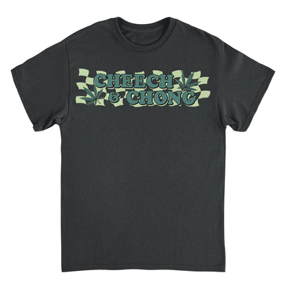 Cheech & Chong Checkered Leaf Mens T Shirt Black