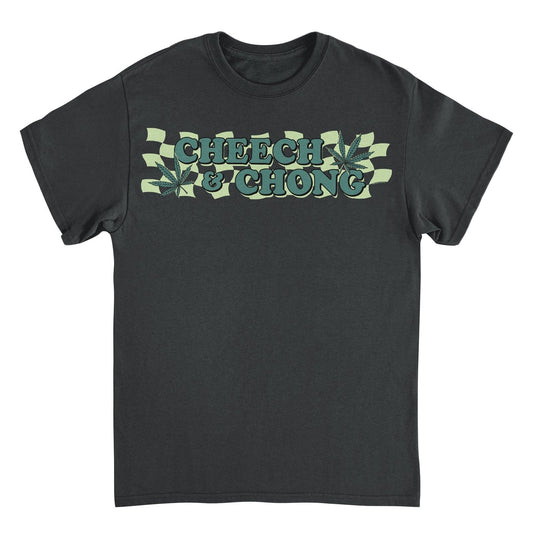 Cheech & Chong Checkered Leaf Mens T Shirt Black
