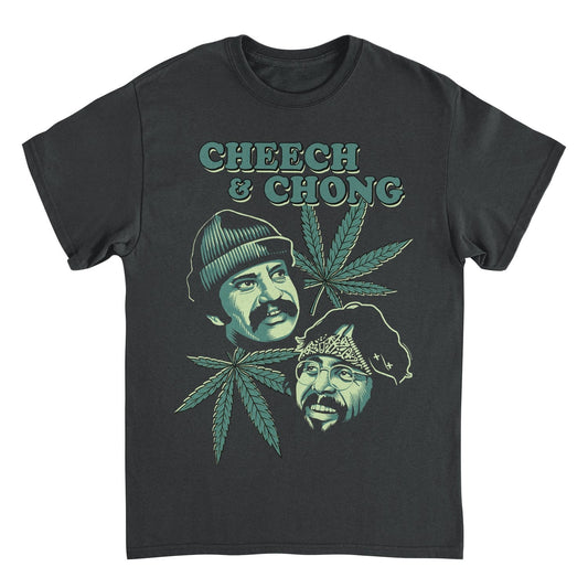 Cheech & Chong Duo Portrait Leaf Mens T Shirt Black