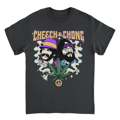 Cheech & Chong Duo Portrait Dice Peace Leaf Mens T Shirt Black