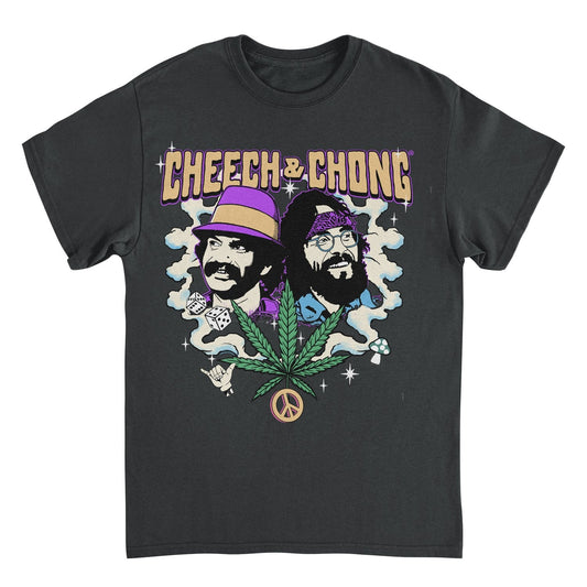 Cheech & Chong Duo Portrait Dice Peace Leaf Mens T Shirt Black